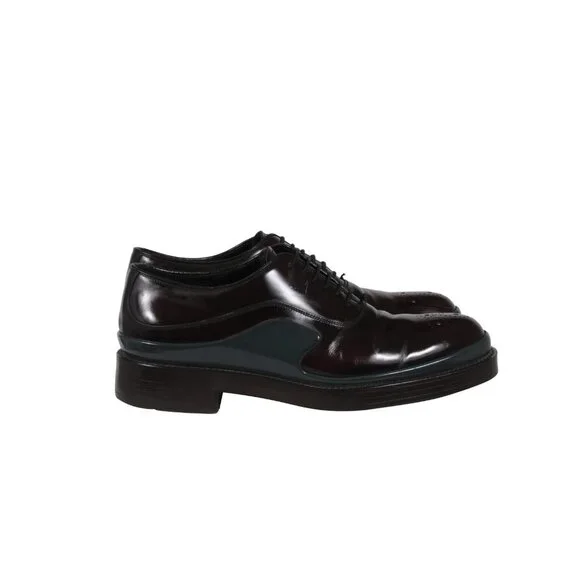 Prada Mens Derbys US 9 UK 8 Burgundy Leather Double Gray Midsole Chunky Oxfords